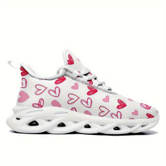Heart Pattern Athletic Running Shoes - Breathable Mesh Sneakers