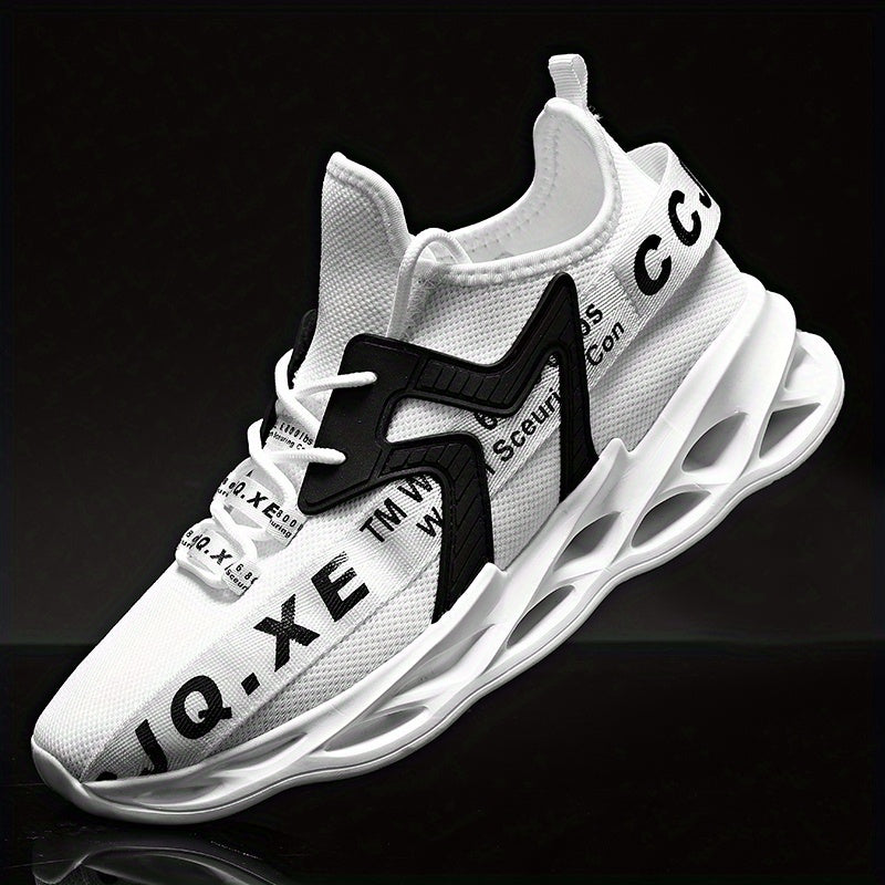 Men's Knitted Blade Sneakers Lace Up Breathable Casual Walking Shoes