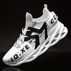 Men's Knitted Blade Sneakers Lace Up Breathable Casual Walking Shoes