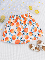 Girls Fresh Fruits Graphic Paper Bag Waist Shorts