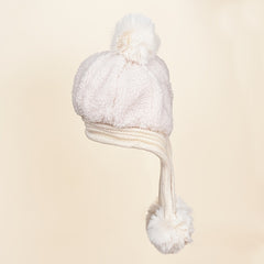 Winter Plush Hat with Fur Ball Knitted Warm Hat