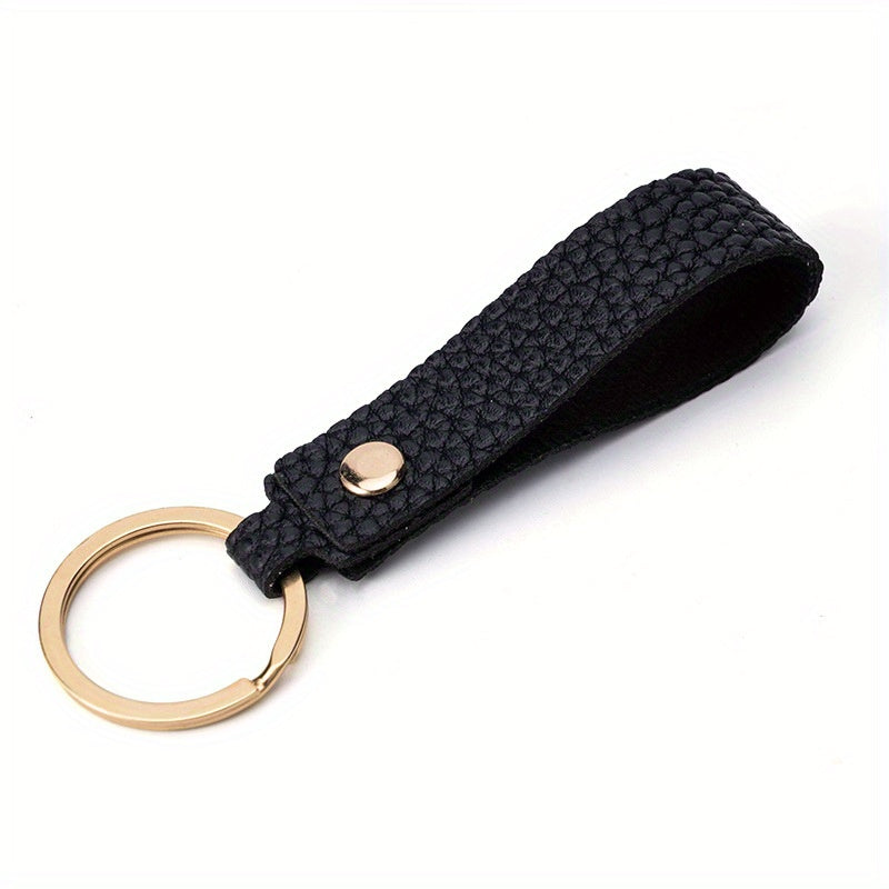 Pebbled Leather Bag Key Chain Keyring for Men