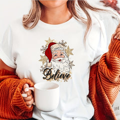 1pc Santa Claus Iron on Letter Transfers For T Shirts DIY Christmas Crafts