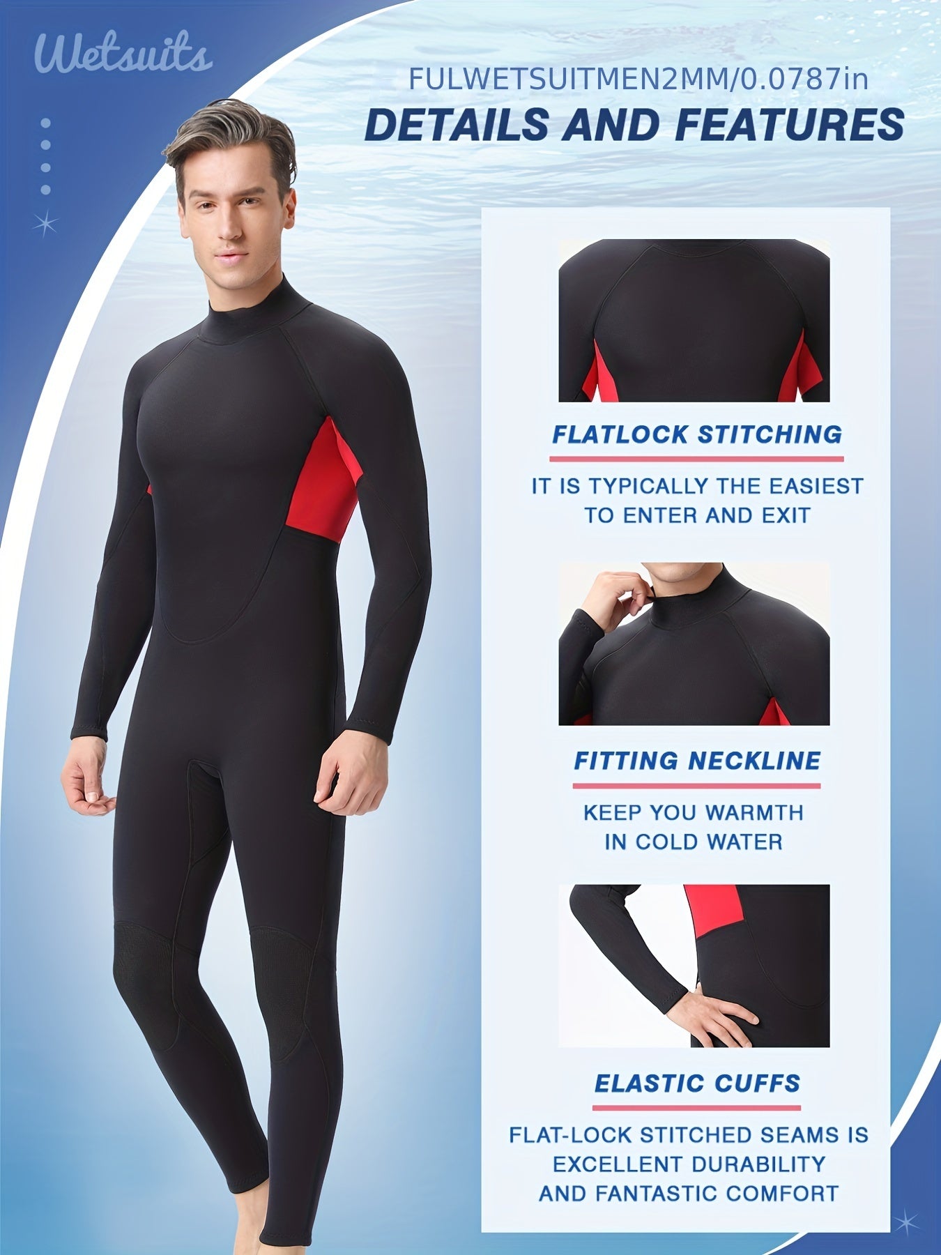 REALON Men's 2mm Neoprene Diving Wetsuit