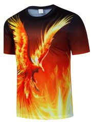 Men's Phoenix Graphic T-shirt 3D Digital Print Casual Loose Tee