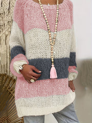 Colorblock Lantern Sleeve Sweater