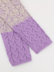 Colorblock Cable Knit Cardigan Open Front Long Sleeve