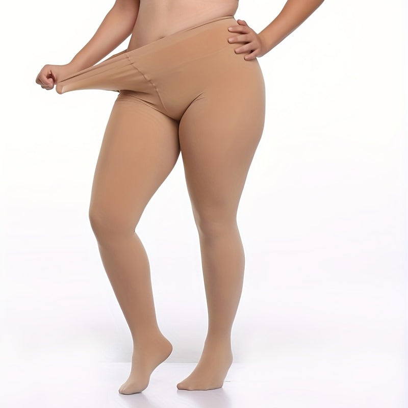 Casual Plus Size High Waist Fleece-Lined Footed Pantyhose