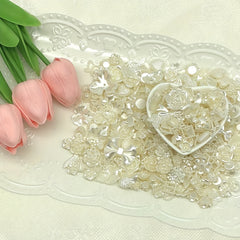 100pcs 3D Resin ABS Colorful Rose Flower Bows Butterfly Charms