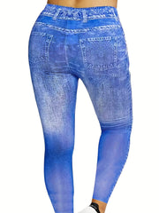 American Flag Denim Print Skinny Leggings Women's Clothing