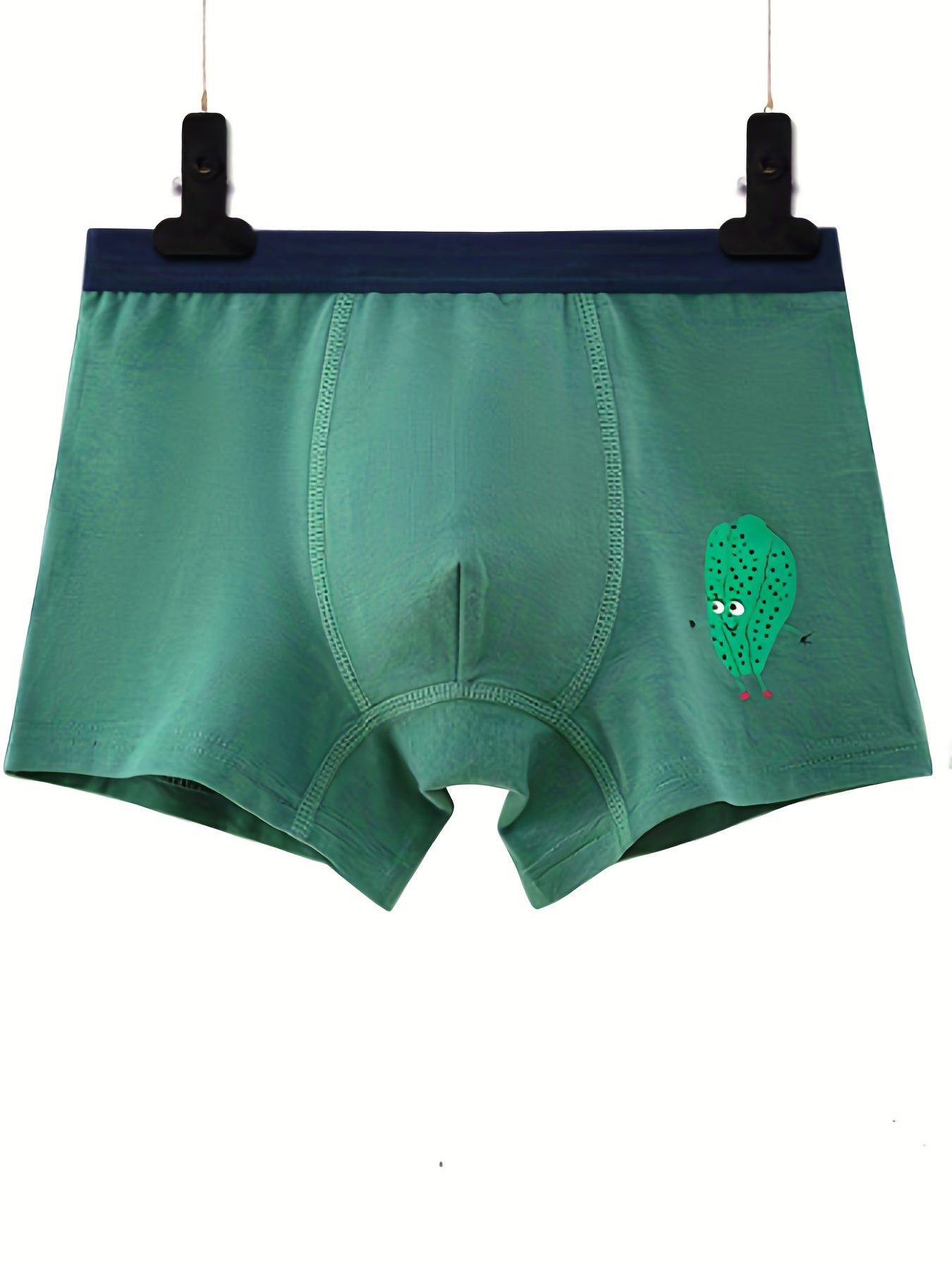 2pcs Boy's Boxer Briefs Cartoon Cactus Print Elastic Waist Shorts