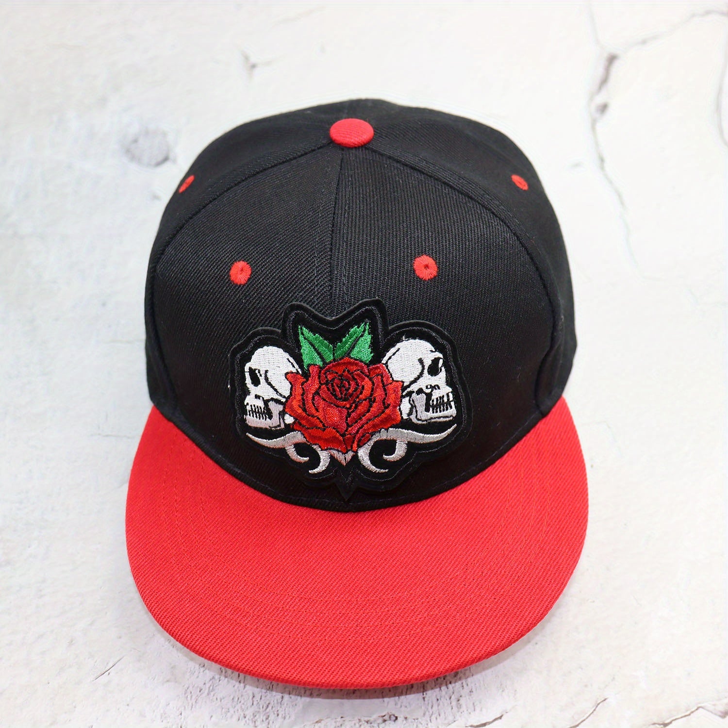 Hip Hop Cap Skull Rose Embroidery Hats Snapback Hat
