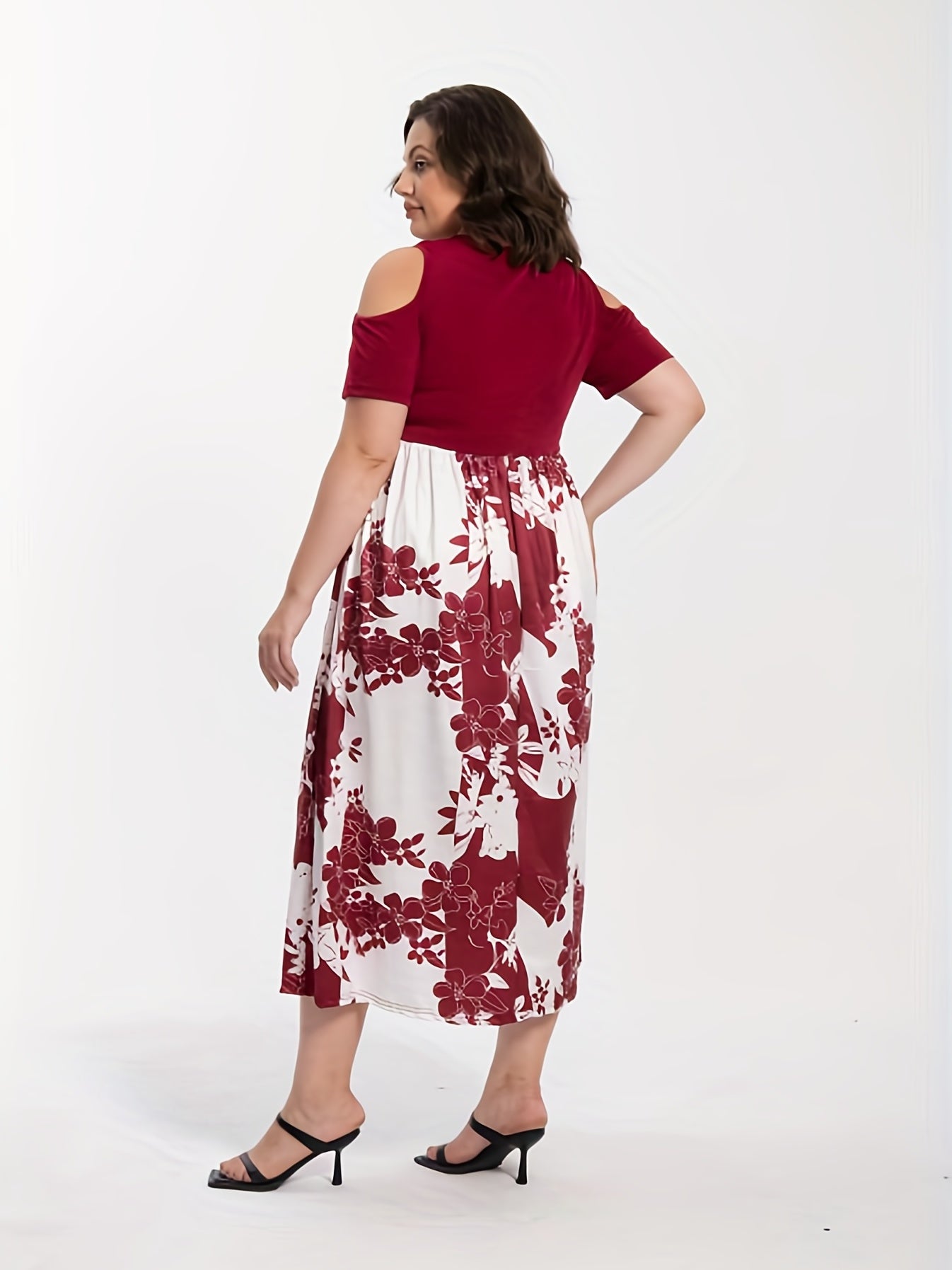 Floral Print Cold Shoulder Dress