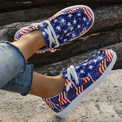 Women's Star Print Canvas Shoes Lightweight Lace Up Outdoor Shoes