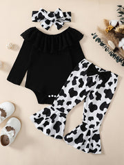 Girl Ruffle Bodysuit Flared Pants Set