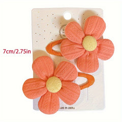 2pcs Girls Fabric Flower Hair Clips Kids Hair Accessories