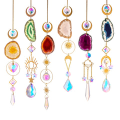 6pcs Agate Slice Suncatchers Crystal Prisms Wind Chimes Ornaments