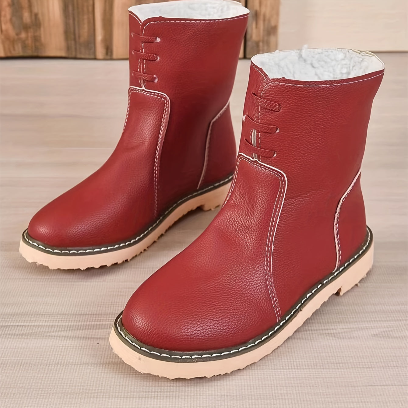 Women's Non Slip Medium Tube Snow Boots Warm Thick Bottom Shoes