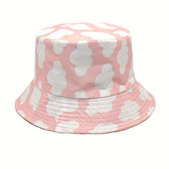 Cloud Print Reversible Bucket Hat Unisex Casual Couple Sun Cap