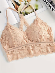 Floral Lace Wireless Push Up Bra Halter Neck Lingerie