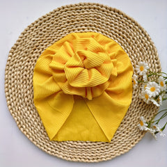 Yellow Baby Spring Summer Thin Headband Soft Big Flower Baby Hat