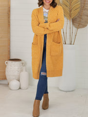 Casual Cardigan Women's Plus Solid Long Sleeve Open Front