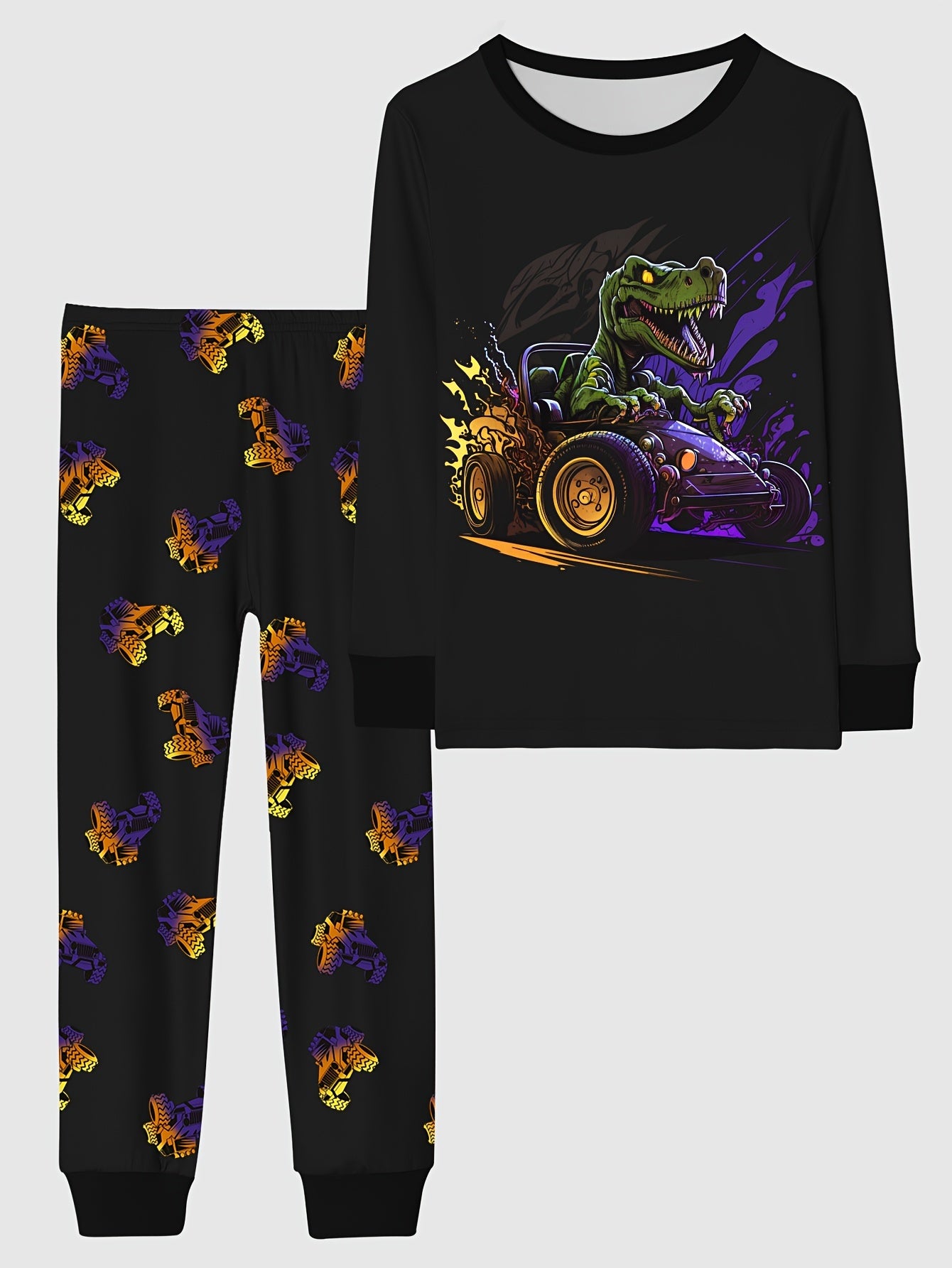 Boy's Cartoon 2pcs Pajama Set Long Sleeve Top & Pants Loungewear