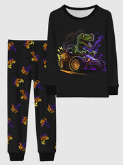 Boy's Cartoon 2pcs Pajama Set Long Sleeve Top & Pants Loungewear