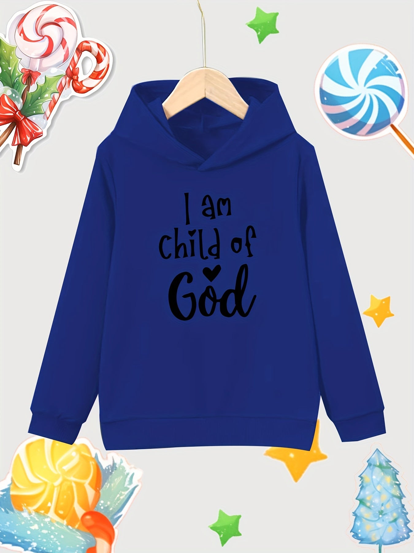 Girl Print Cotton Pullover Hooded Sweatshirt