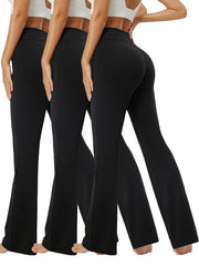 Solid Yoga Flared Pants With Pocket Stretchy High Waist Sports Bootcut