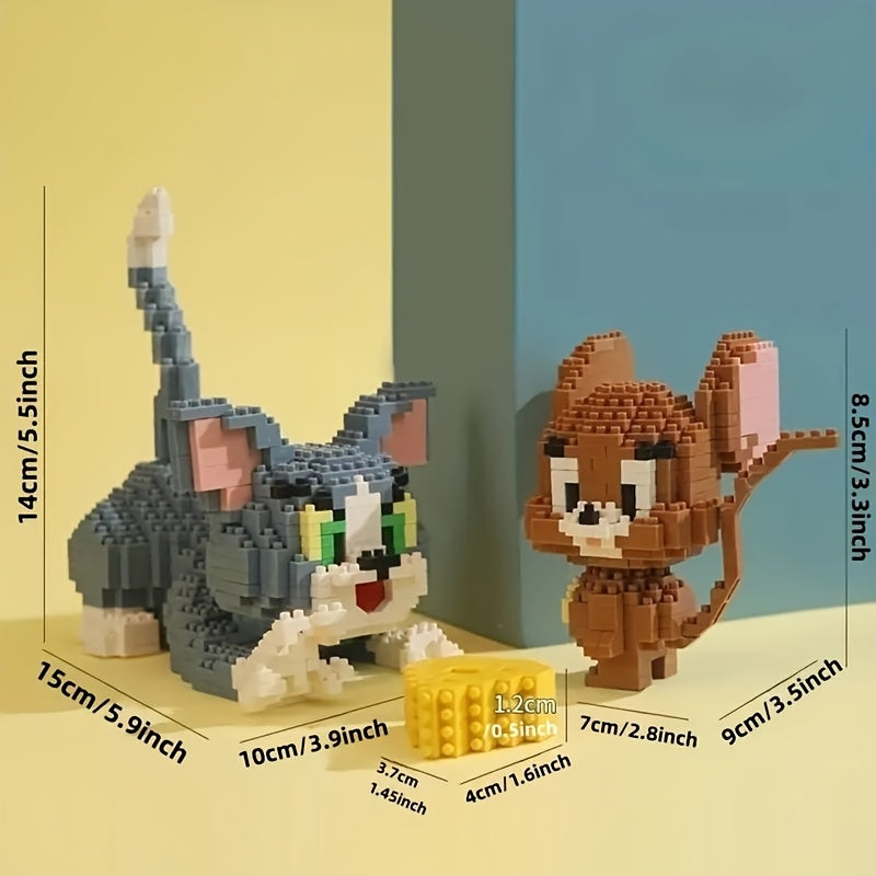 3pcs WB Cat and Mouse Building Blocks Set Enhances Focus Brick Room Decoration