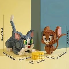 3pcs WB Cat and Mouse Building Blocks Set Enhances Focus Brick Room Decoration