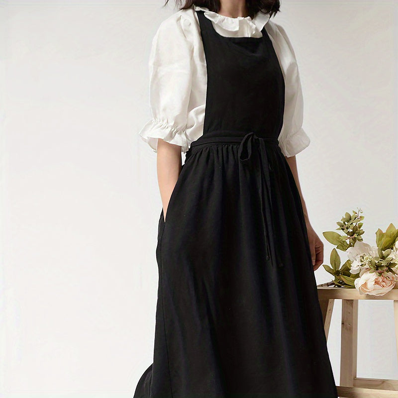 Waterproof Linen Apron with Pocket for Kitchen and Flower Shop