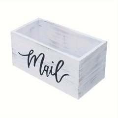 Retro Wooden Storage Box Mail Organizer
