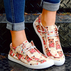 Casual Love Bear Flat Sports Shoes for Women