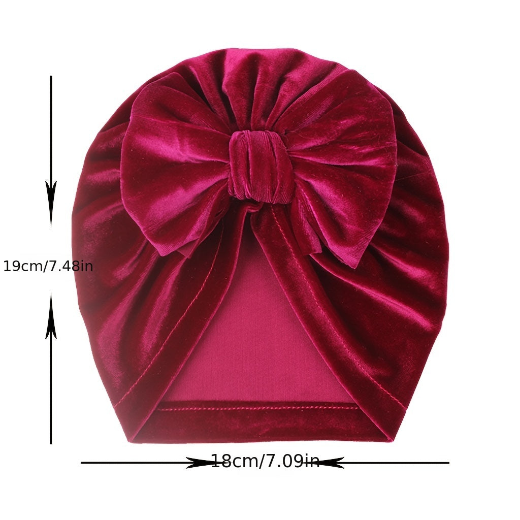 Velvet Bow Cap for Baby Girls - Holiday Party Photography Props