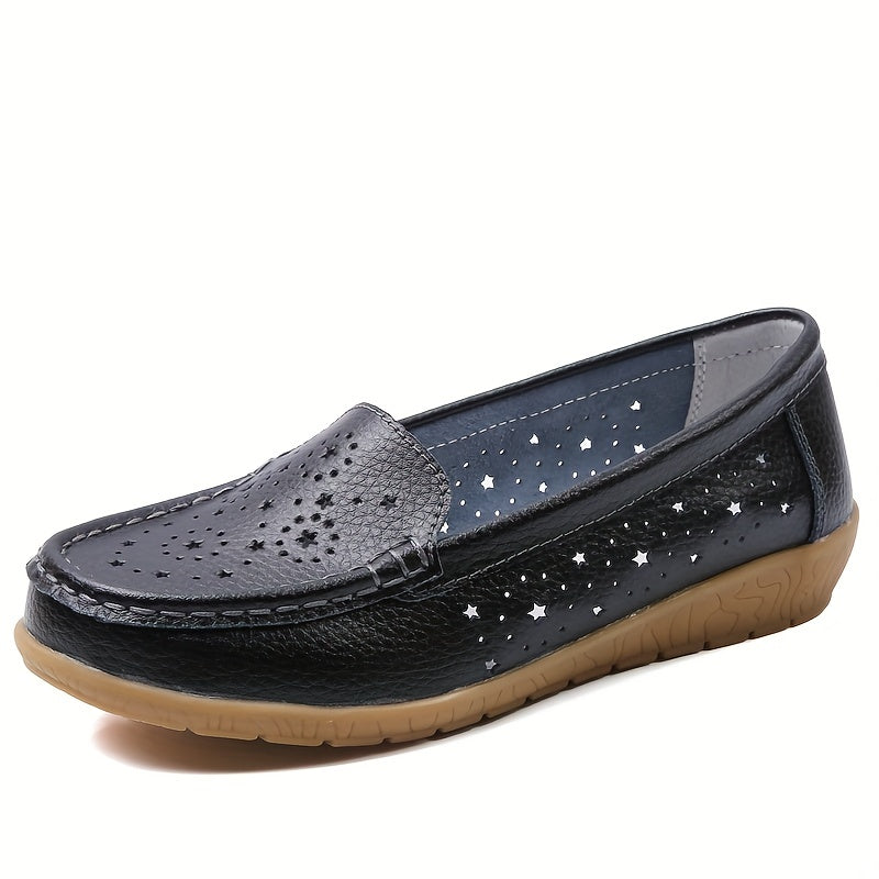 Women's Hollow Out Flat Loafers Soft Sole Slip On Shoes
