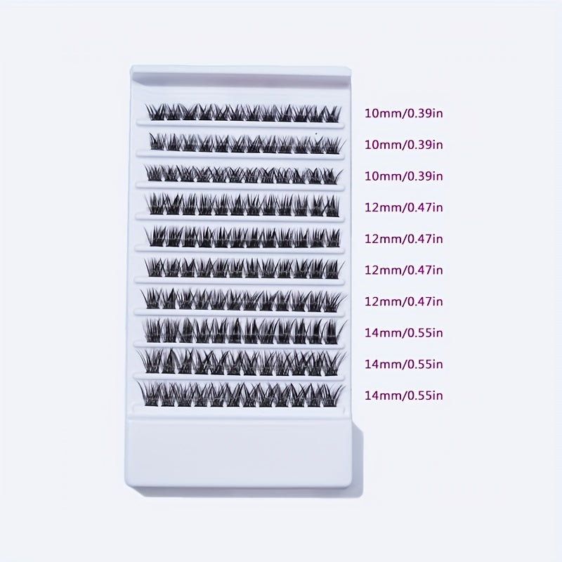 120 Pcs Cluster Lashes Natural Volume Curly Fishtail Eyelashes Mix Tray 10 14 MM