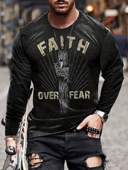 FAITH OVER FEAR Men's Long Sleeve T Shirt Autumn Stylish Tees