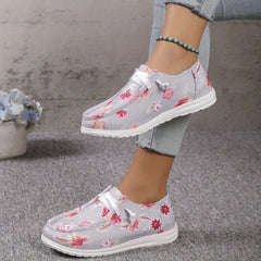 Floral Print Canvas Slip-On Flat Shoes Casual Sneakers