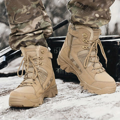 Men's High Top Fleece Hiking Boots Non Slip Shoes for Fall Winter