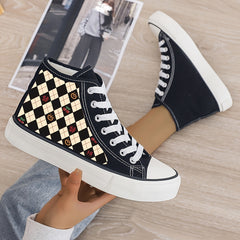 Cherry Print Plush Lined Canvas Sneakers
