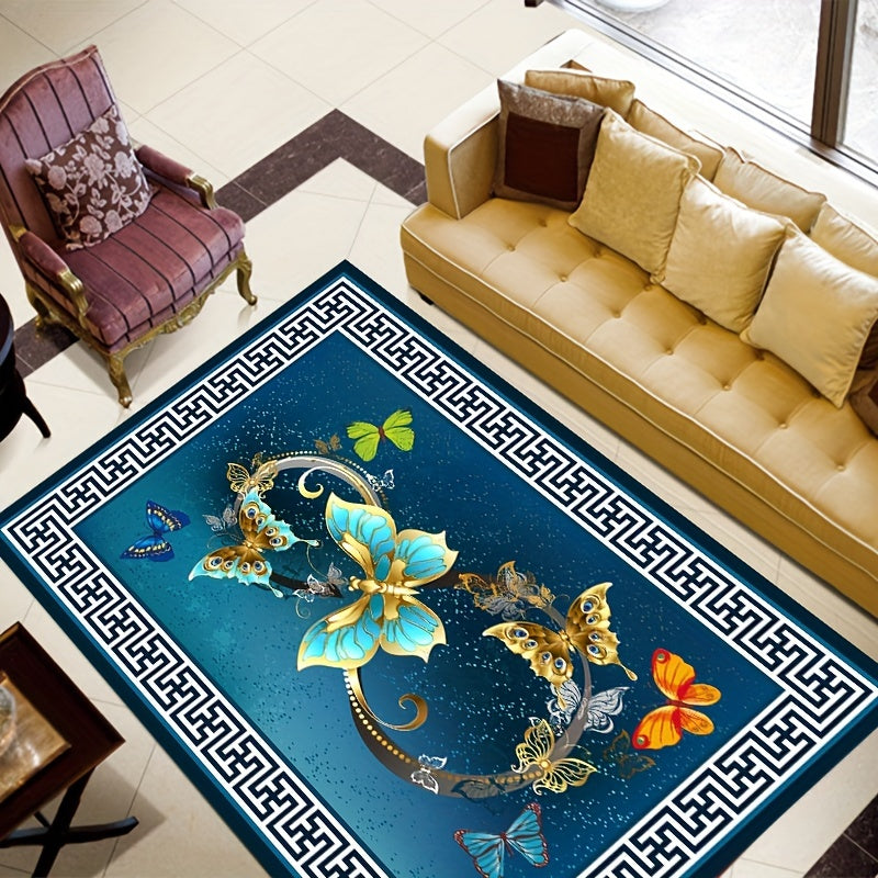 Geometric Butterfly Pattern Kitchen Rug