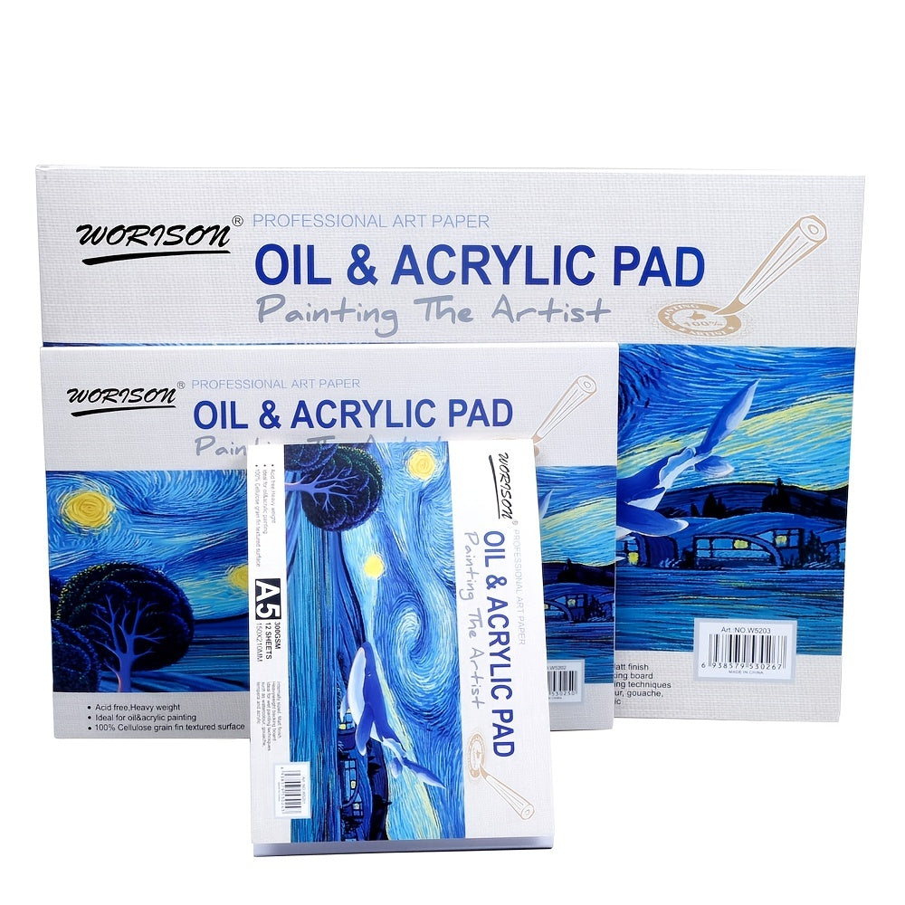 12 Sheets 300gsm Mix Media & Acrylic Paper Pad