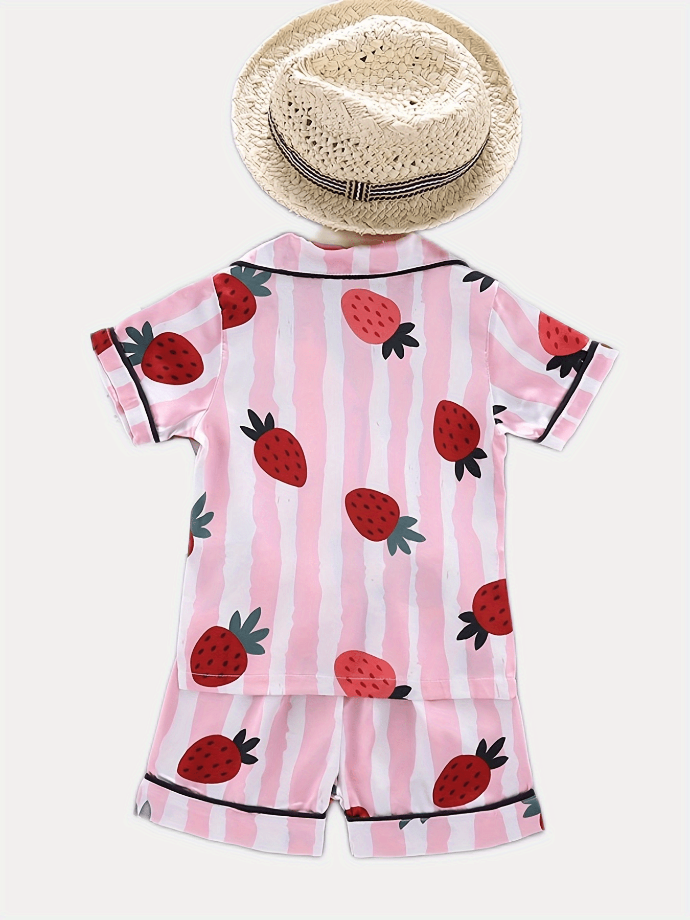 2pc Toddler Girls Strawberry & Stripe Pajama Set