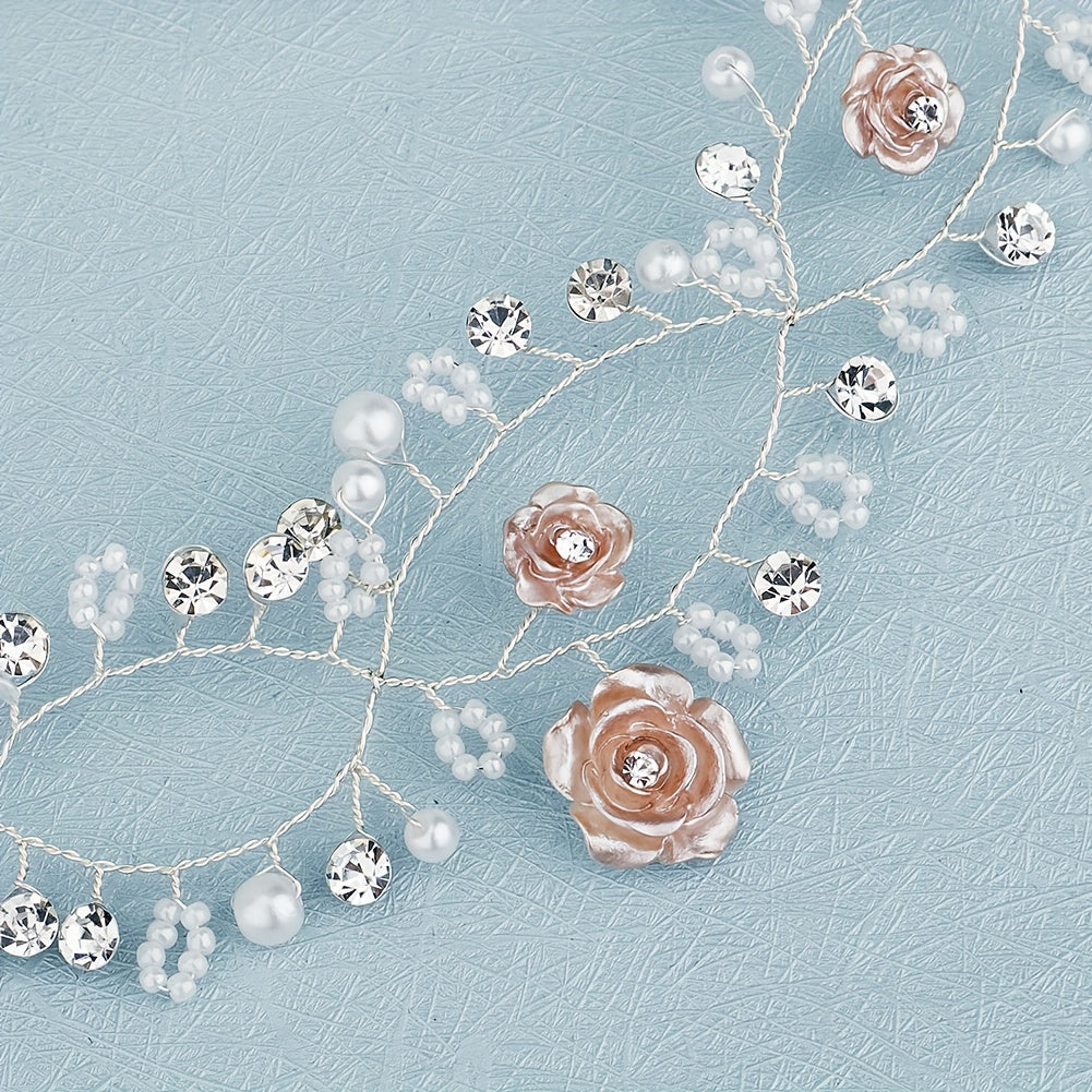 Rose & Faux Pearl Hair Band for Bride