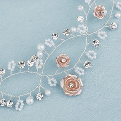 Rose & Faux Pearl Hair Band for Bride