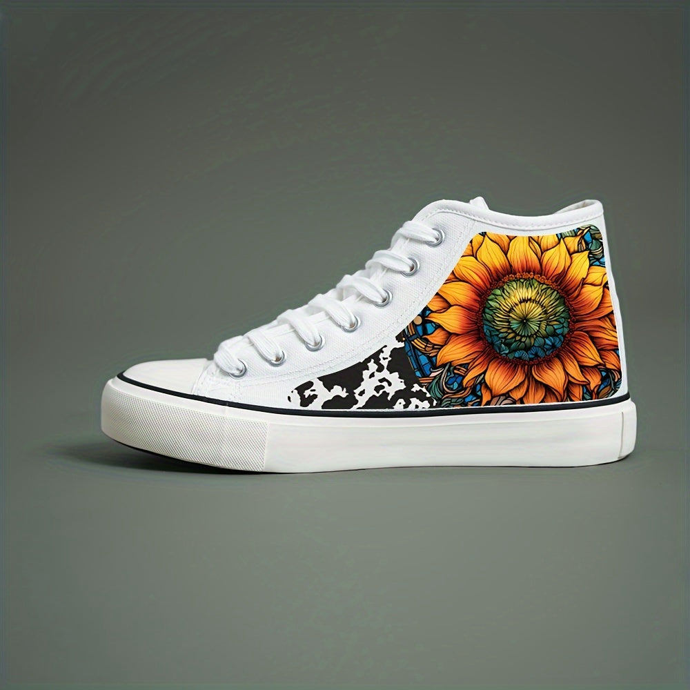Flower Print Plush Lined Thermal Chunky Canvas Sneakers