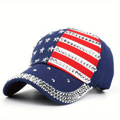 Stylish Rhinestone Flag Baseball Cap for Men