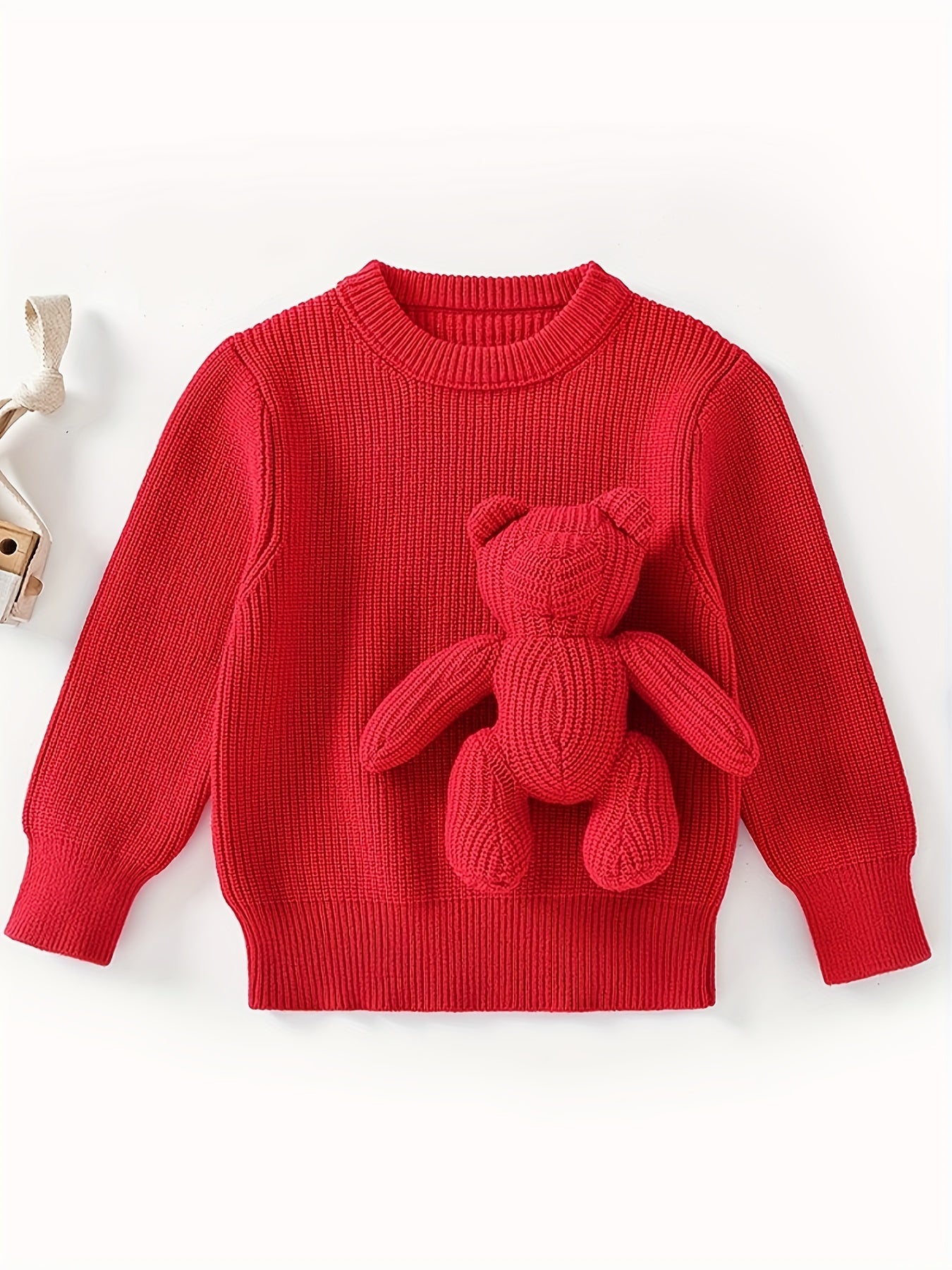 Boys Pullover Sweaters Kids Toddlers Long Sleeve Knit Bear Decor Sweaters